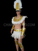 Diva's Native Brazilian Styled Silver And White Feathered Costume Set