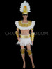Diva's Native Brazilian Styled Silver And White Feathered Costume Set