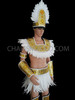 Diva's Native Brazilian Styled Silver And White Feathered Costume Set