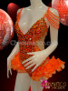 beaded and sequin embellished bright Orange ruffled Diva's dance Leotard