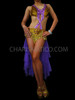 Halter Style Gold And Purple Criss-Cross Leotard With TulleTail-Skirt
