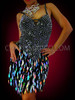 Halter-Styled Black And Silver Latin Dance Dress With Diamond Sequins