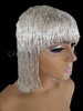 Jennifer Lopez Inspired Iridescent Silver Beaded Wig in Bob Style