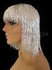Jennifer Lopez Inspired Iridescent Silver Beaded Wig in Bob Style