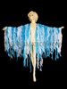 Diva's White And Blue Flame Ruffled Organza Tissue Jacket