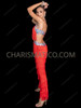 DWTS-Inspired Red Fringe Dance Pants With Silver Sequin Trim
