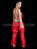 DWTS-Inspired Red Fringe Dance Pants With Silver Sequin Trim