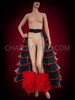Long Black Organza Ruffled Burlesque Paso Skirt With Red Trim