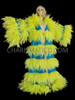 Neon Yellow Turquoise Showstopper Drag Dramatic Fluff Coat