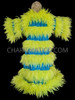 Neon Yellow Turquoise Showstopper Drag Dramatic Fluff Coat