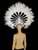 Drag Queen's Wheel Style Silver White Ostrich Feather Headdress