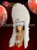 White feather and Silver accented Aztec Indian inspired Diva headdress