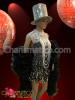 Sequined dance dress, showgirl's necklace, ruffled boa, and tophat set