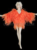 Orange Shimmering Organza Feather-Shaped Ruffled Diva Jacket