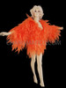 Orange Shimmering Organza Feather-Shaped Ruffled Diva Jacket