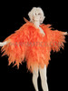 Orange Shimmering Organza Feather-Shaped Ruffled Diva Jacket