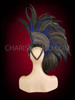 Asymmetrical Royal blue Feathered Headdress With Openwork Mirrored Cap