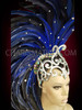 Asymmetrical Royal blue Feathered Headdress With Openwork Mirrored Cap