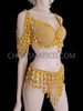 Gold Jeweled Showgirl Teardrop Crystal Bra and G-String Set