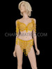 Gold Jeweled Showgirl Teardrop Crystal Bra and G-String Set