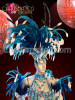 Jester Inspired Blue beaded carnival headdress with white accented feathers