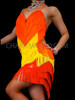 Orange Yellow Red Bodysuit Fringe Salsa Latin Dance Dress