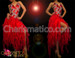 Crystal And Bead Accented Red Organza Flame Ruffled Diva Dress