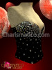Short waisted Crystal rhinestone accented sleek Black Diva showgirl Corset