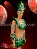Male Green Brazilian Indian Feather Costume With Iridescent Crystal Accents