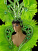 Art Deco Headdress And Collar Backpack With Neon Green Feather