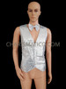 Silver Sequin Tuxedo Vest Pants Bow-Tie and Hat Set