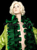 Drag Queen's Sequin Green Showtime Coat With Pleated Satin Ruffles