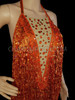 Orange Sequin Halter Dress With Long Sequin Fringe