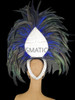 Diva's Silver Glitter Crystal And Mirror Accented Black Feather Headdress