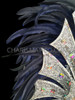 Diva's Silver Glitter Crystal And Mirror Accented Black Feather Headdress