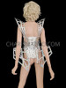 Iresdicent Silver Shiny Quilted Vinyl Gaga Diva Corset