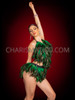Green Feather Samba Burlesque Dance Leotard