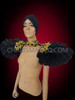 Diva's Black Feather Collar With Shoulder Accents And Golden Applique's