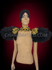 Diva's Black Feather Collar With Shoulder Accents And Golden Applique's
