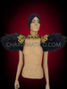 Diva's Black Feather Collar With Shoulder Accents And Golden Applique's