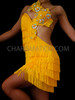 Yellow Fringe Crystal Latin Dance Dress