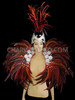 Red Orange Feather Mohawk Headdress + Backpack