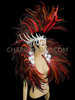 Red Orange Feather Mohawk Headdress + Backpack