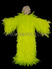 Neon Yellow Leaf-Inspired Ruffle Organza Coat