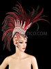 Red Glitter And Silver Mirror Tiled Warrior's Feather Headdress With Crystals