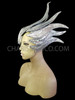 Budding Flower Styled Silver Cap Headdress With Mirrors And Iridescent Crystals