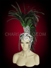 Male Sized Officer's Mohawk Headdress In Silver With Green and Black Feathers