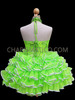 Classic Green Beaded Organza Ruffled Sissy Dress