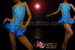 Blue Illusion cutout sapphire, topaz, and crystal covered hip-ruffle leotard