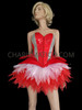 Silver Net Accented Red Gaga Corset And Matching Ruffle Skirt